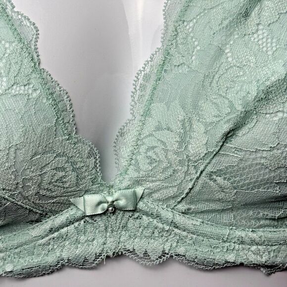 Change Lingerie Pastel Green Lace Bra 32H Sheer Underwire Romantic Boudoir Style - Picture 2 of 7
